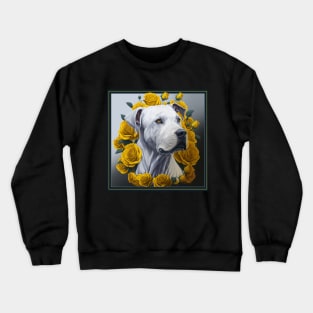 Dogo argentinian yellow roses 2 Crewneck Sweatshirt